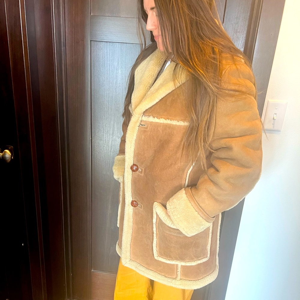 Vintage Sawyer of Napa Shearling Coat Women Suede Leather Jacket Made USA